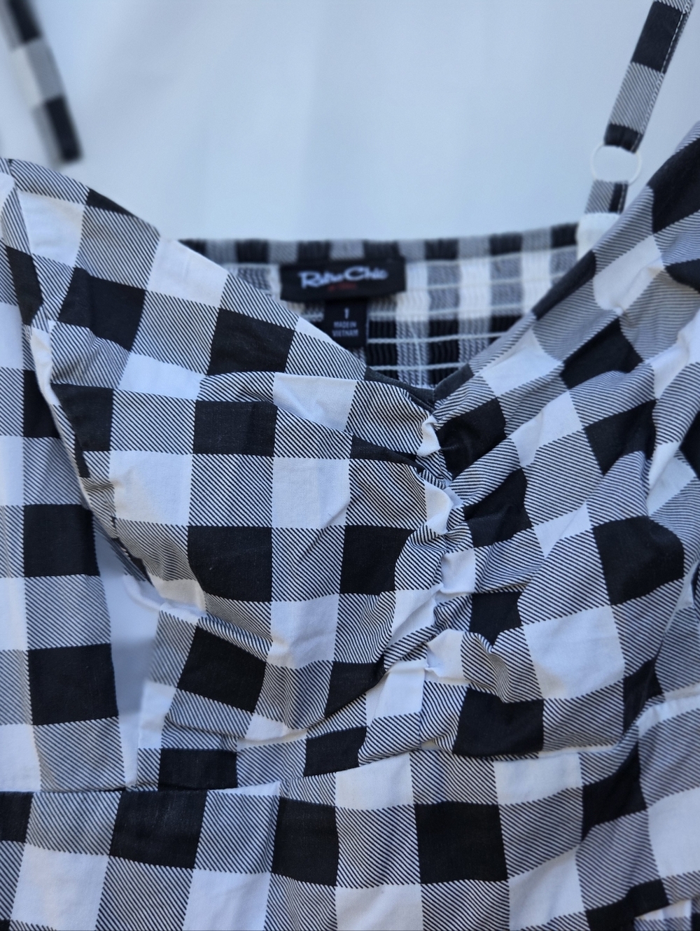 Retro Chic Black and White Gingham Smocked Sundress - Picture 3 of 12